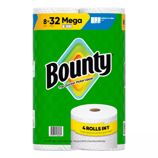 Bounty Select-A-Size White Paper Towels - 8 Mega Rolls